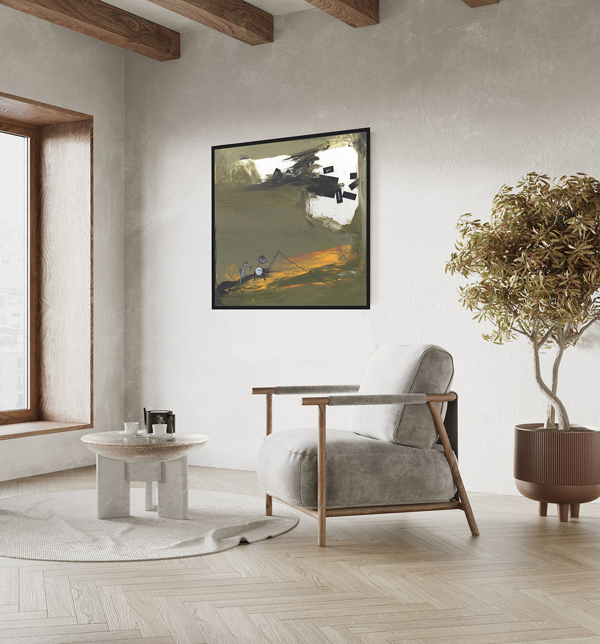 Monx #15 - Premium Poster mit Holzrahmen 50x50cm