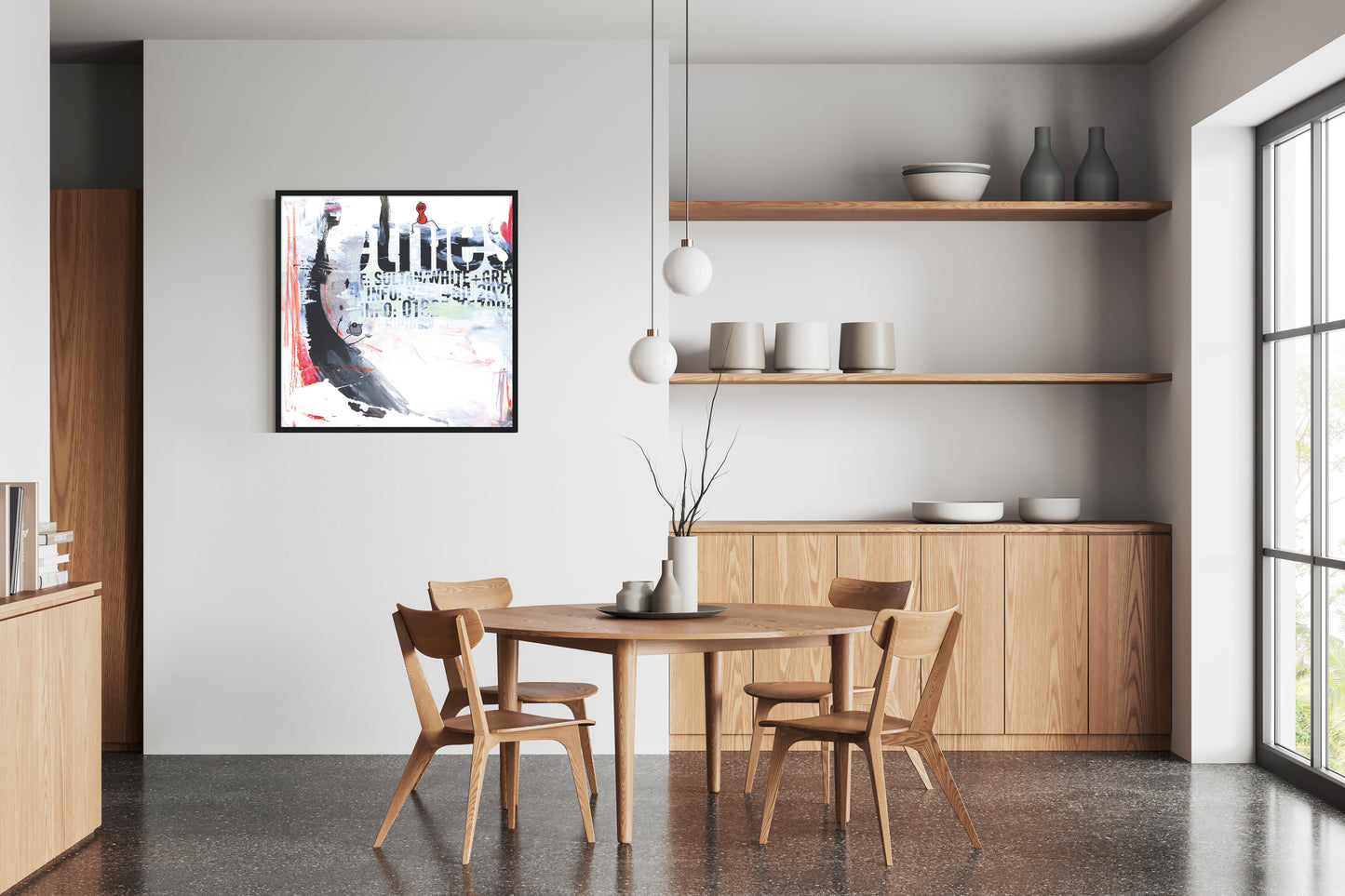 Monx #4 - Premium Poster mit Holzrahmen 50x50cm